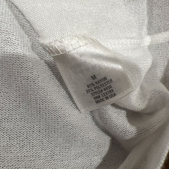 Jun & Ivy Shirt M‎ White Flutter Sleeve Sleeveless Pocket Blouse Classic Preppy - Picture 9 of 13